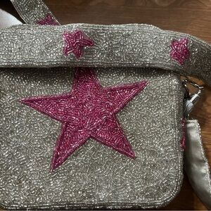 Pink Star Beaded Women's Bag